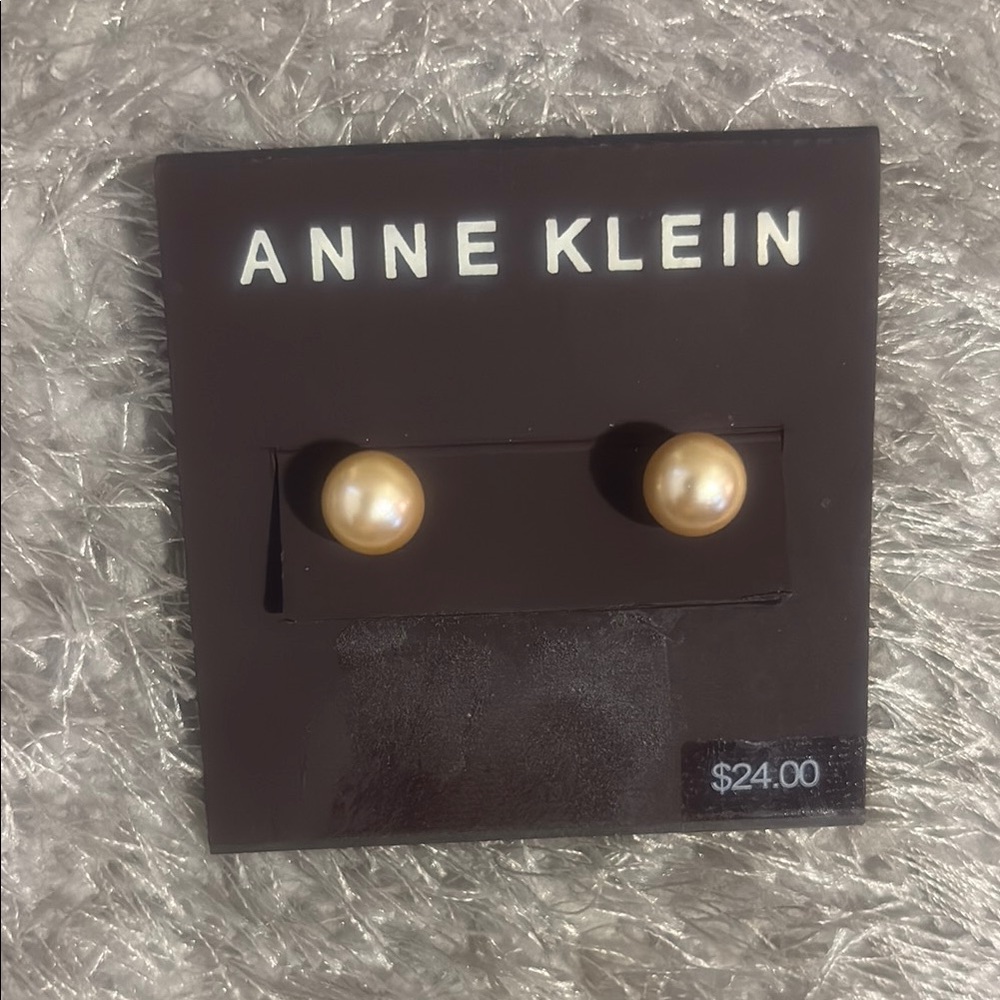 “Anne Klein” Champagne Pearl Stud Earrings